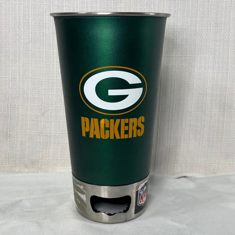 Green Bay Packers NFL Metal Pint Glass Bottle Opener Boelter Green